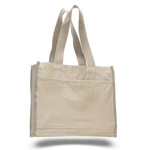Q-Tees Q1100 - Canvas Gusset Tote Bag with Colored Handles Naturales