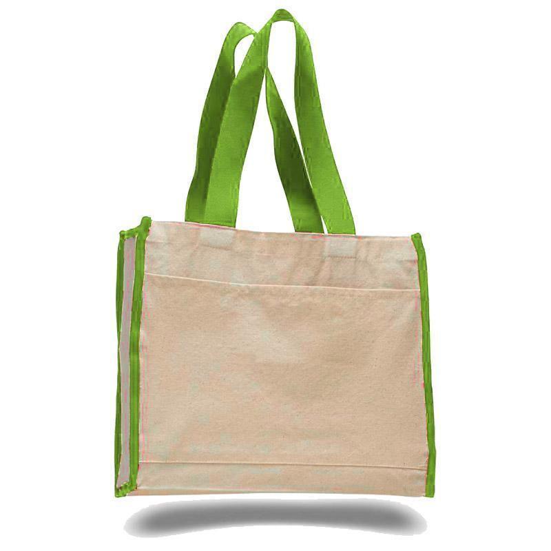 Q-Tees Q1100 - Canvas Gusset Tote Bag with Colored Handles