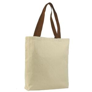 Q-Tees Q4400 - Promotional Tote with Bottom Gusset and Colored Handles