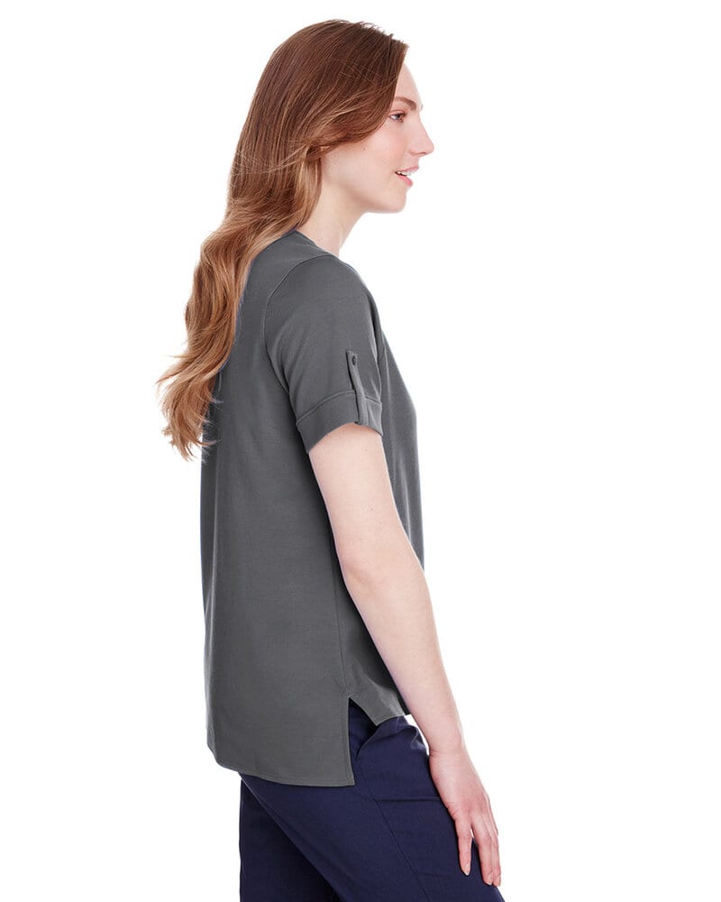 Devon & Jones DG20WB - Ladies CrownLux Performance Plaited Rolled-Sleeve Top