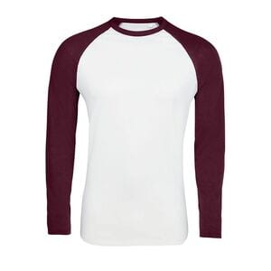 SOL'S 02942 - Funky Lsl Men's Two Colour T Shirt With Long Raglan Sleeves White/Burgundy