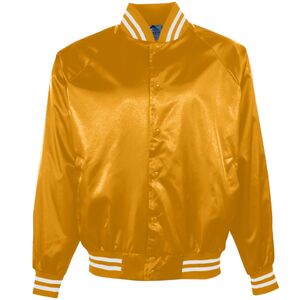 Augusta Sportswear 3610 - Satin Baseball Jacket/Striped Trim Metallic Gold/White