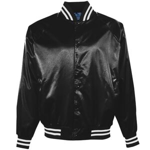 Augusta Sportswear 3610 - Satin Baseball Jacket/Striped Trim Black/White