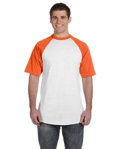 Augusta Sportswear 423 - Remera jersey de béisbol de manga corta White/Orange