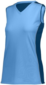 Augusta Sportswear 1677 - Girls Paragon Jersey Columbia Blue/ Navy/ White