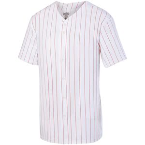 Augusta Sportswear 1686 - Youth Pinstripe Full Button Baseball Jersey White/Red