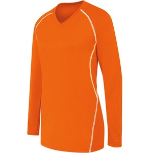 HighFive 342163 - Girls Long Sleeve Solid Jersey Orange/White