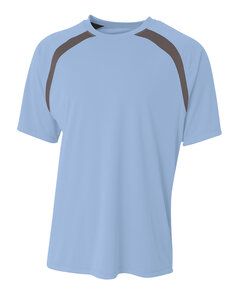 A4 A4NB3001 - Youth Spartan Short Sleeve Color Block Crew Light Blue/Graphite