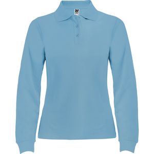 Roly PO6636 - ESTRELLA WOMAN L/S Long-sleeve polo shirt with ribbed collar and cuffs Sky Blue