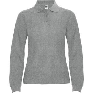 Roly PO6636 - ESTRELLA WOMAN L/S Long-sleeve polo shirt with ribbed collar and cuffs Heather Grey