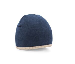 Beechfield BF44C - Two-tone beanie knitted hat French Navy/ Stone