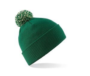 Beechfield BF450 - Beanie with Pompom Bottle Green / Off White