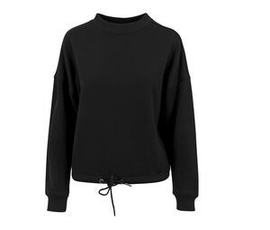 Build Your Brand BY058 - Round woman Sweat oversized collar Black