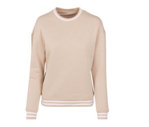 Build Your Brand BY105 - Sudadera de rayas para mujeres BY105 Light Rose / White