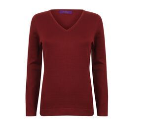 Henbury HY721 - Women's v-neck sweater Burgundy