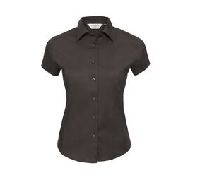 Russell Collection JZ47F - Women's Short Sleeve Shirt Chocolate