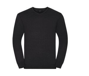 Russell Collection JZ710 - V-Neck Knit Pullover Charcoal Marl