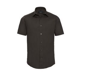Russell Collection JZ947 - Cotton Men's Stretch Shirt Chocolate