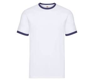 Fruit of the Loom SC245 - Ringer Men's T-Shirt 100% Cotton White / Navy