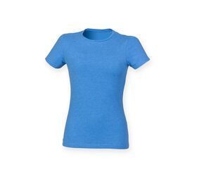 Skinnifit SK121 - Women's stretch cotton T-shirt Heather Blue