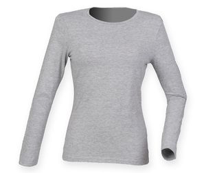 Skinnifit SK124 - Women's long-sleeved stretch T-shirt Heather Grey