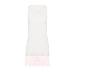 Towel city TC052 - Women's pajama set White / White Pink Stripe