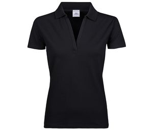 Tee Jays TJ1409 - Womens luxury V-neck stretch polo Black