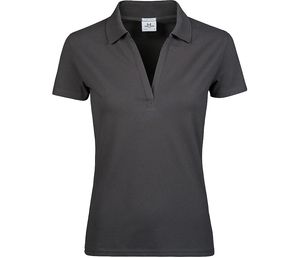 Tee Jays TJ1409 - Womens luxury V-neck stretch polo Dark Grey