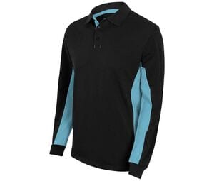 VELILLA V5514 - Two-Tone Polo Shirt Long Sleeves Black / Sky Blue
