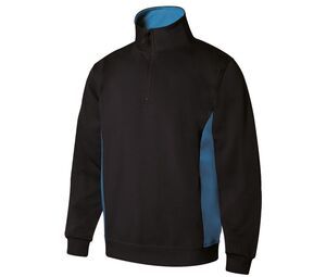 VELILLA V5704 - Two-tone zipped collar sweatshirt Black / Sky Blue