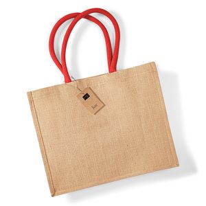 Westford mill WM412 - Jute Mini Gift Bag Natural/Bright Red