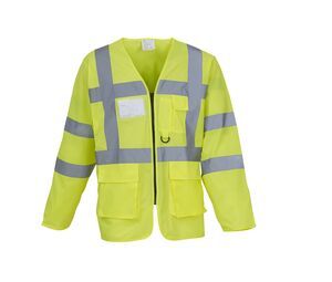 Yoko YK800 - Long sleeve multi-pocket safety jacket Hi Vis Yellow