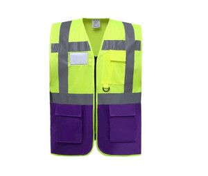 Yoko YK801 - High security multi-function vest Hi Vis Yellow/Purple