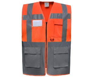 Yoko YK801 - High security multi-function vest Hi Vis Orange/Grey
