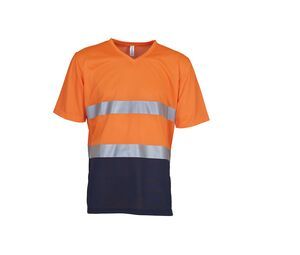 Yoko YK910 - V-neck high-visibility T-shirt Hi Vis Orange/Navy