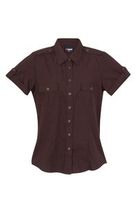 Ramo S002FS - Ladies Military Short Sleeve  Shirt Dark Brown