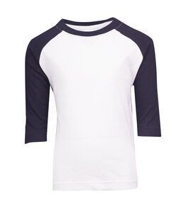 Ramo T143RG - Kids 3/4 Raglan Sleeve T-shirt White/Navy
