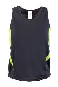 Ramo T308SG - Kids Accelerator Cool-Dry Singlet Charcoal/Lime