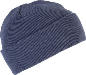 K-up KP031 - KNITTED TURNUP BEANIE Blue Heather