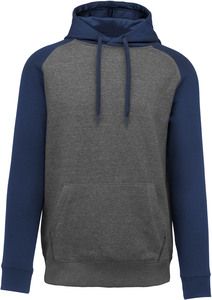 Proact PA369 - Zweifarbiges Kapuzensweatshirt für Erwachsene Grey Heather / Sporty Navy