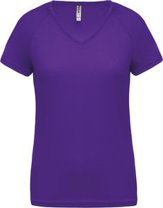 Proact PA477 - T-shirt donna sportiva a manica corta scollo a V Viola