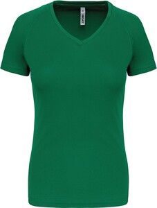 Proact PA477 - T-shirt de desporto de senhora com decote em V de manga curta Verde dos prados
