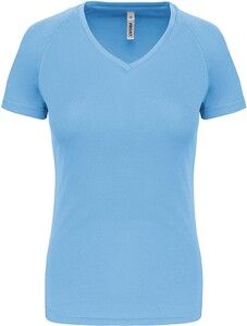 Proact PA477 - Damen Kurzarm-Sportshirt mit V-Ausschnitt Sky Blue