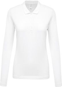 Kariban K257 - Damska koszulka polo z długim rękawem z Piki Biały