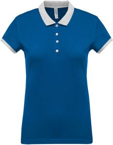 Kariban K259 - Ladies’ two-tone piqué polo shirt Light royal blue / Oxford grey