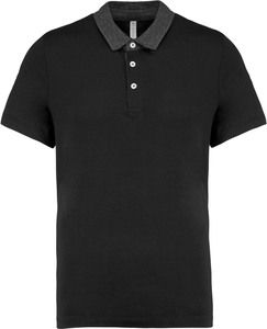 Kariban K260 - Men's two-tone jersey polo shirt Black/Dark Grey Heather