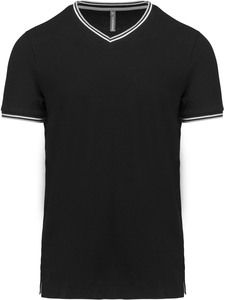 Kariban K374 - Men's piqué knit V-neck T-shirt Black/ Light Grey/ White