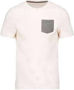 Kariban K375 - Organic cotton T-shirt with pocket detail Cream / Grey heather