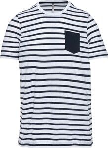 Kariban K379 - T-shirt bambino manica corta a righe stile marinaio con tasca Striped White / Navy