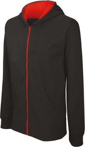 Kariban K486 - Children's zipped hooded sweatshirt Black / Red